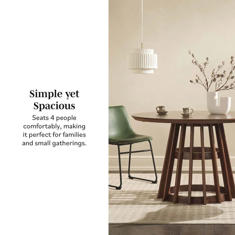 Table de salle à manger ronde en bois à lattes de 48 pouces de Middlebrook Designs