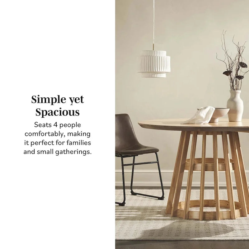 Table de salle à manger ronde en bois à lattes de 48 pouces de Middlebrook Designs