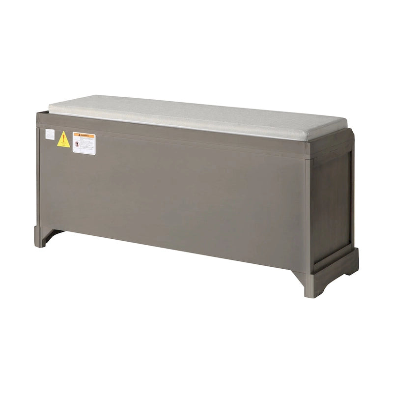 Banc de rangement en bois avec coussin, 3 tiroirs et 3 paniers