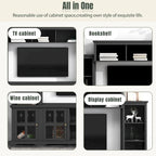 Meuble TV mural noir avec console et porte vitrée pour téléviseurs jusqu'à 70 pouces