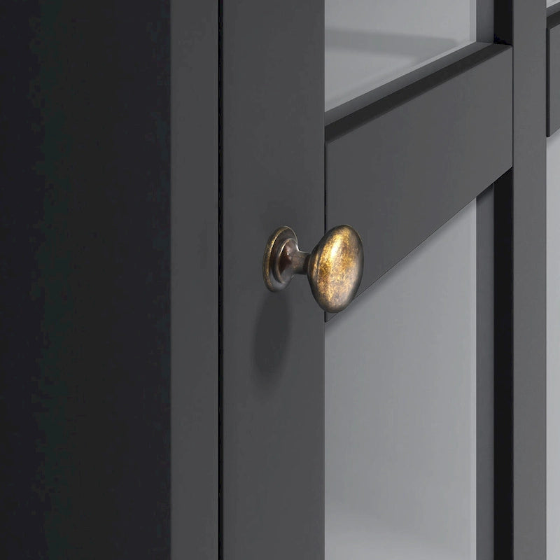 Meuble TV mural noir avec console et porte vitrée pour téléviseurs jusqu'à 70 pouces