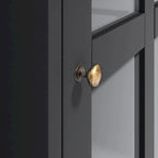 Meuble TV mural noir avec console et porte vitrée pour téléviseurs jusqu'à 70 pouces