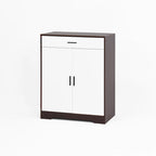 Meuble à chaussures, étagère à chaussures à 4 niveaux avec 1 tiroir, meuble de rangement à chaussures autoportant avec 2 portes et étagères réglables