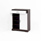 Meuble à chaussures, étagère à chaussures à 4 niveaux avec 1 tiroir, meuble de rangement à chaussures autoportant avec 2 portes et étagères réglables