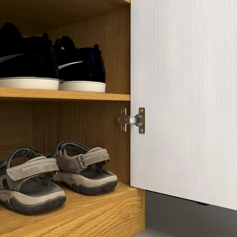 Meuble à chaussures, étagère à chaussures à 4 niveaux avec 1 tiroir, meuble de rangement à chaussures autoportant avec 2 portes et étagères réglables