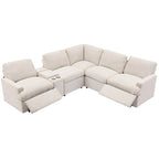 Canapé d'angle inclinable électrique, canapé sectionnel inclinable pour home cinéma avec coffre de rangement et porte-gobelets