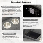 Canapé d'angle inclinable électrique, canapé sectionnel inclinable pour home cinéma avec coffre de rangement et porte-gobelets