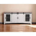 Meuble TV HomeRoots 79 en bois massif blanc, finition vieillie, avec rangement fermé - 78,75 po x 34,75 po x 19 po
