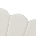 Cadre de lit de jour rembourré pleine grandeur avec dossier incurvé et lit gigogne, blanc