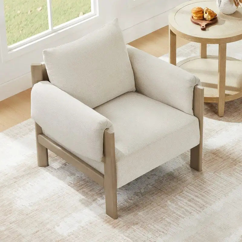 Fauteuil d'appoint rembourré Carol, style moderne du milieu du siècle, avec pieds en bois