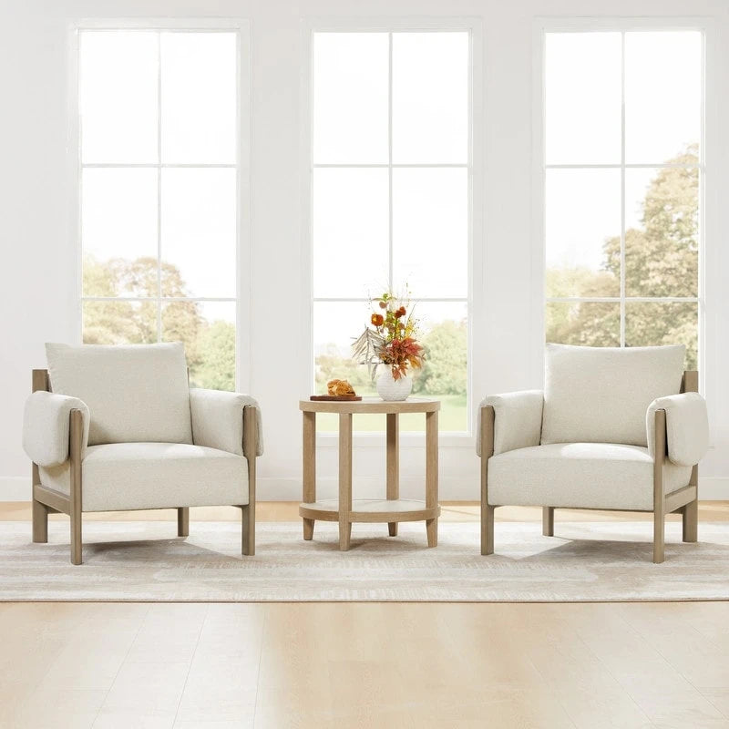 Fauteuil d'appoint rembourré Carol, style moderne du milieu du siècle, avec pieds en bois