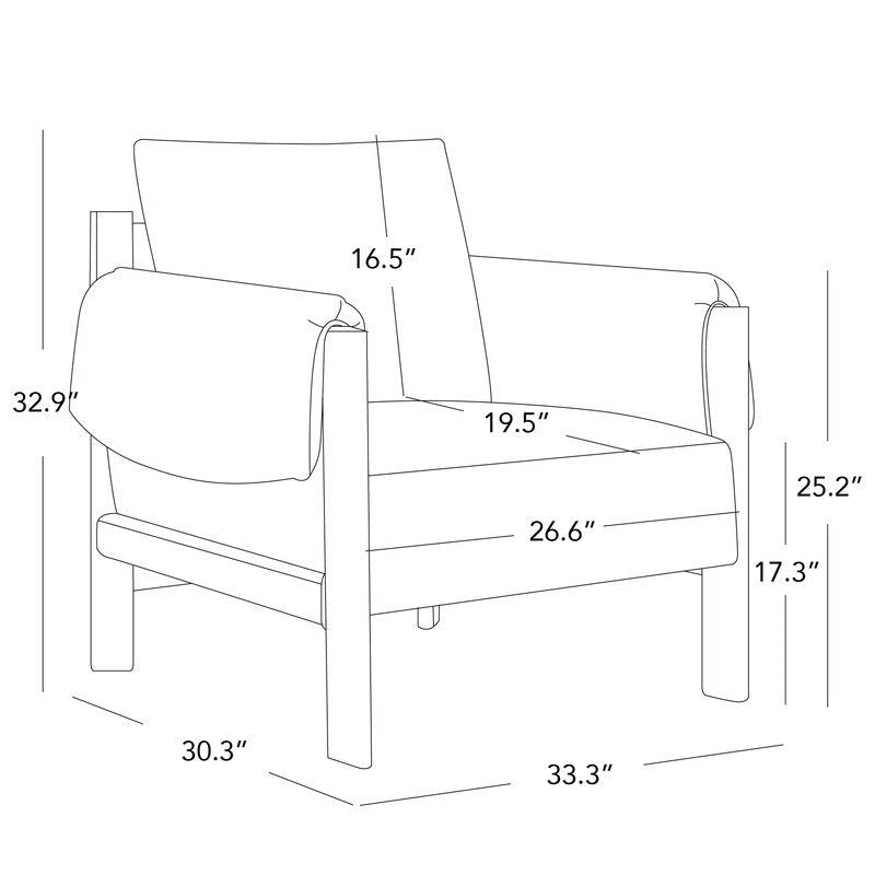 Fauteuil d'appoint rembourré Carol, style moderne du milieu du siècle, avec pieds en bois