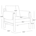 Fauteuil d'appoint rembourré Carol, style moderne du milieu du siècle, avec pieds en bois