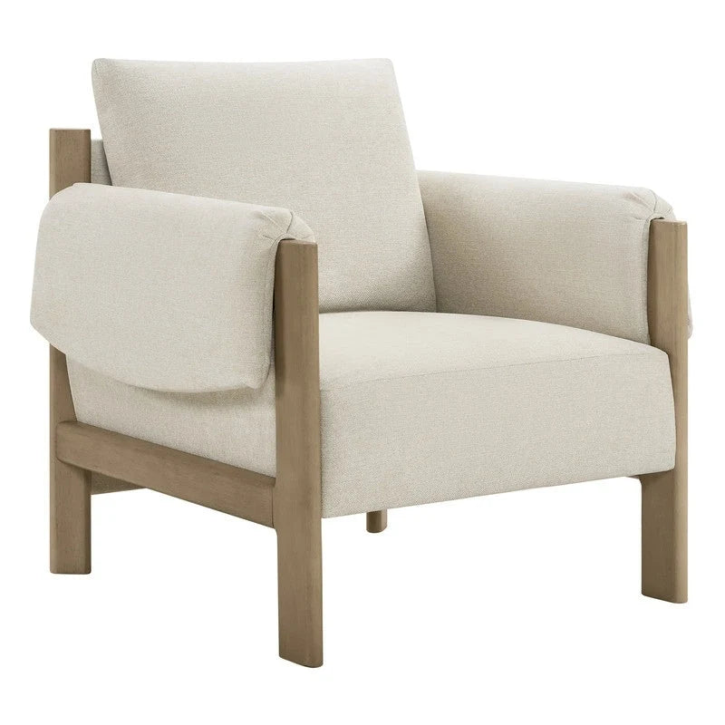 Fauteuil d'appoint rembourré Carol, style moderne du milieu du siècle, avec pieds en bois