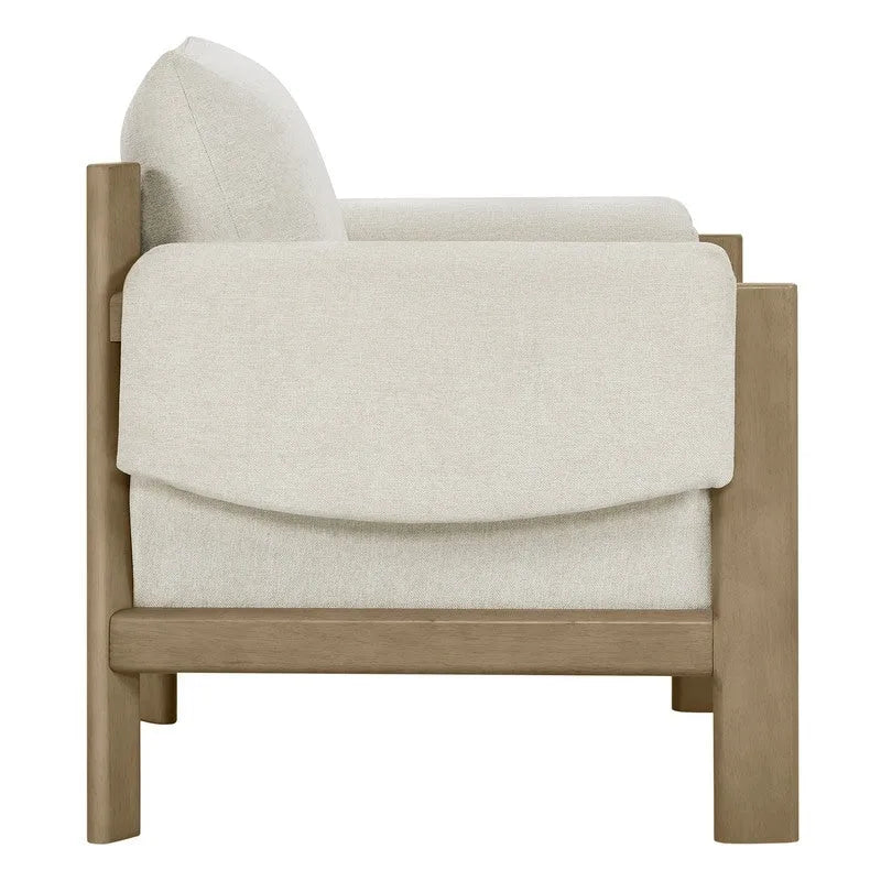 Fauteuil d'appoint rembourré Carol, style moderne du milieu du siècle, avec pieds en bois