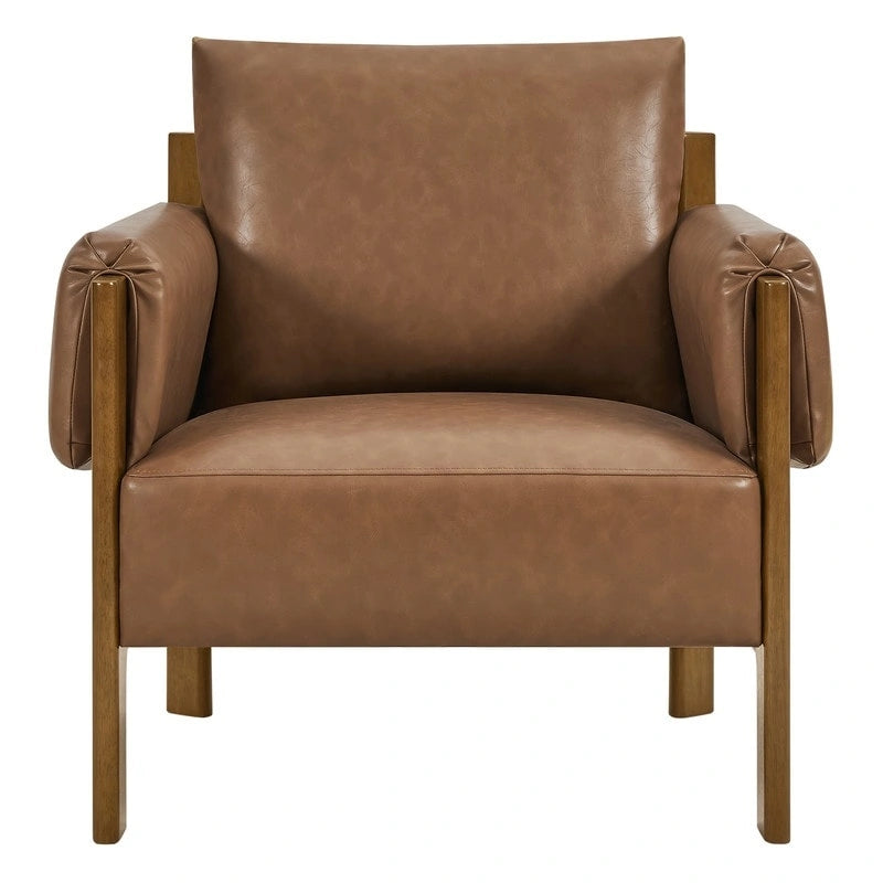 Fauteuil d'appoint rembourré Carol, style moderne du milieu du siècle, avec pieds en bois