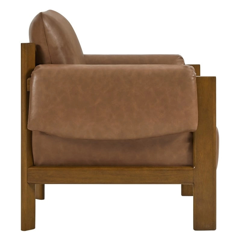 Fauteuil d'appoint rembourré Carol, style moderne du milieu du siècle, avec pieds en bois