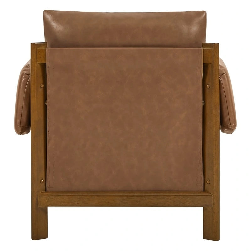 Fauteuil d'appoint rembourré Carol, style moderne du milieu du siècle, avec pieds en bois