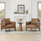 Fauteuil d'appoint rembourré Carol, style moderne du milieu du siècle, avec pieds en bois