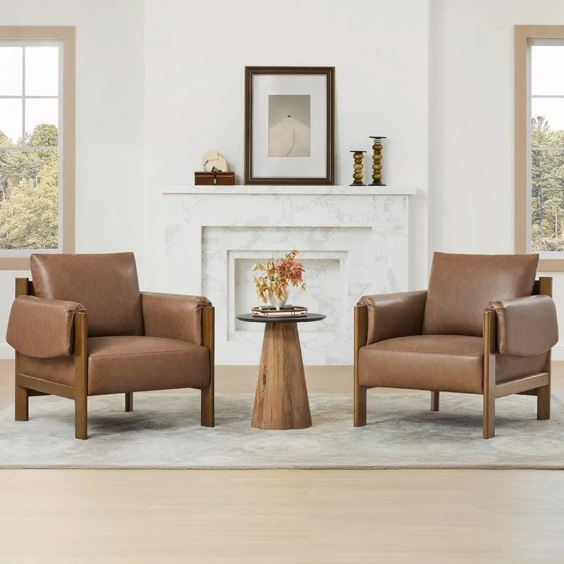 Fauteuil d'appoint rembourré Carol, style moderne du milieu du siècle, avec pieds en bois