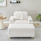 Canapé confortable en velours côtelé avec de nombreux coussins et options de rangement