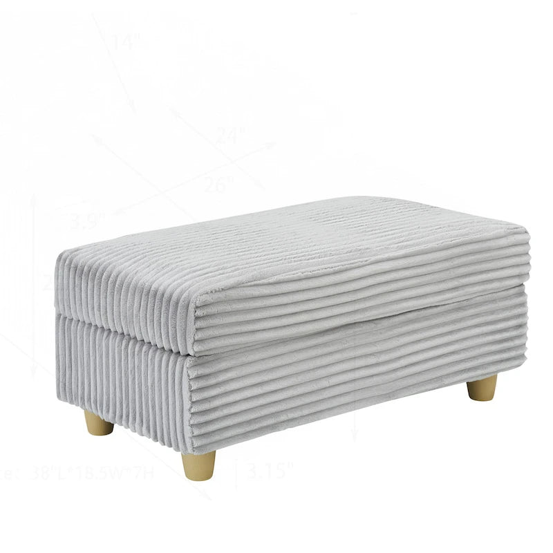 Canapé confortable en velours côtelé avec de nombreux coussins et options de rangement