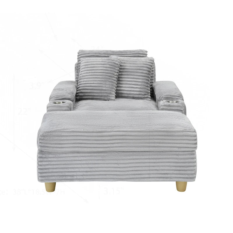 Canapé confortable en velours côtelé avec de nombreux coussins et options de rangement