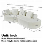 Canapé d'angle incurvé moderne avec revêtement de haute qualité et assise spacieuse