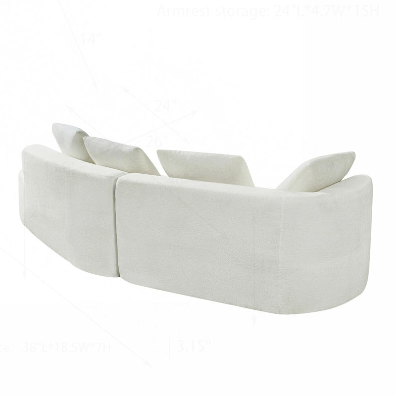 Canapé d'angle incurvé moderne avec revêtement de haute qualité et assise spacieuse