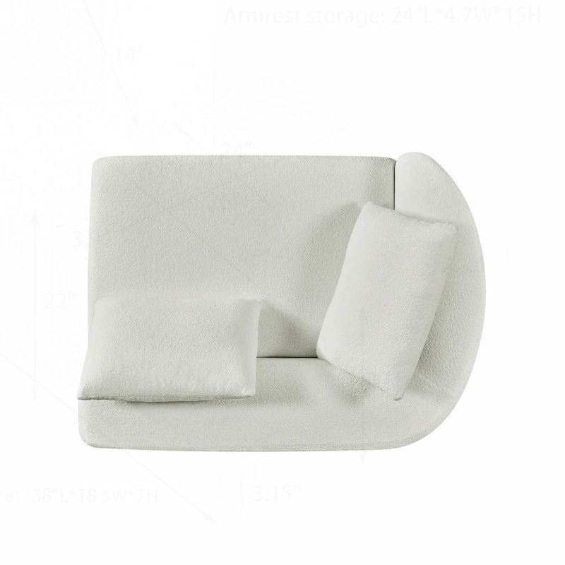 Canapé d'angle incurvé moderne avec revêtement de haute qualité et assise spacieuse