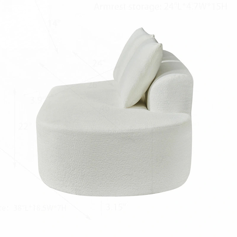 Canapé d'angle incurvé moderne avec revêtement de haute qualité et assise spacieuse