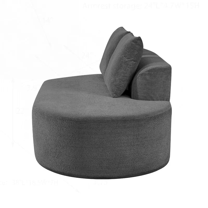 Canapé d'angle incurvé moderne avec revêtement de haute qualité et assise spacieuse