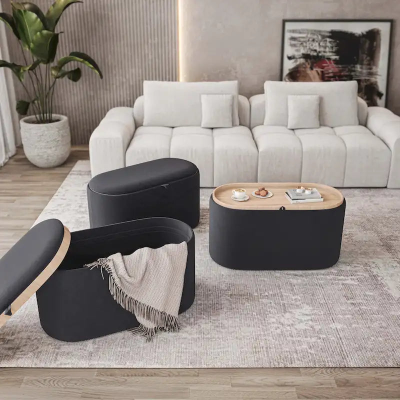 Pouf réversible et polyvalent avec un grand espace de rangement pour un style de vie élégant