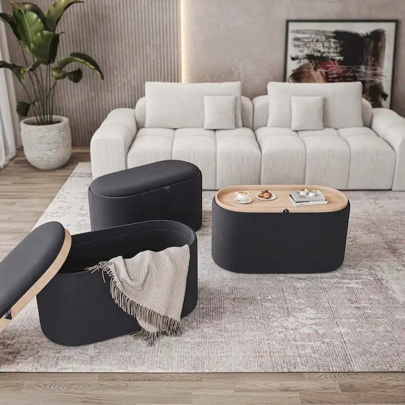 Pouf réversible et polyvalent avec un grand espace de rangement pour un style de vie élégant