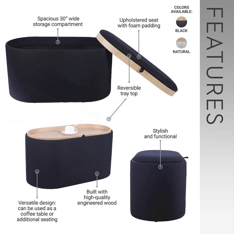 Pouf réversible et polyvalent avec un grand espace de rangement pour un style de vie élégant