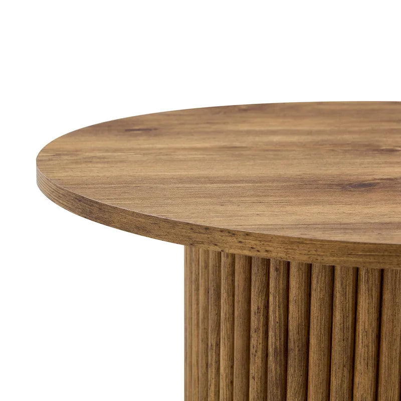 Table basse ronde moderne avec pieds cylindriques, table centrale en bois avec espace de rangement dissimulé, table à thé pour salon