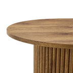Table basse ronde moderne avec pieds cylindriques, table centrale en bois avec espace de rangement dissimulé, table à thé pour salon
