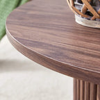 Table basse ronde moderne avec pieds cylindriques, table centrale en bois avec espace de rangement dissimulé, table à thé pour salon