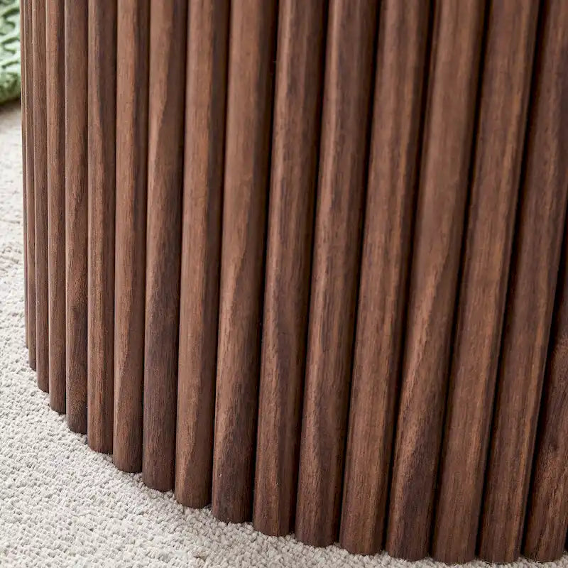 Table basse ronde moderne avec pieds cylindriques, table centrale en bois avec espace de rangement dissimulé, table à thé pour salon