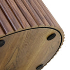 Table basse ronde moderne avec pieds cylindriques, table centrale en bois avec espace de rangement dissimulé, table à thé pour salon