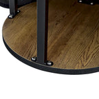 Table basse ronde moderne avec pieds cylindriques, table centrale en bois avec espace de rangement dissimulé, table à thé pour salon