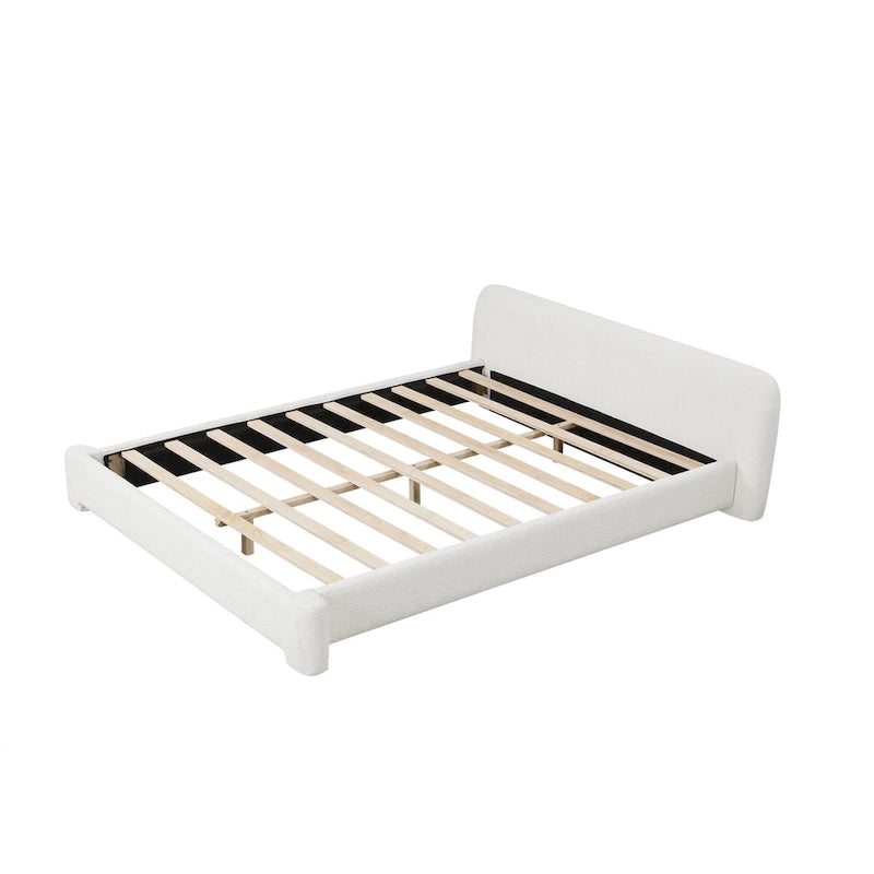 Cadre de lit rembourré pleine grandeur, lit plateforme moderne avec tête de lit à oreilles pour chambre d'amis, sommier non requis