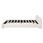 Cadre de lit rembourré pleine grandeur, lit plateforme moderne avec tête de lit à oreilles pour chambre d'amis, sommier non requis