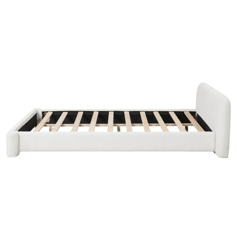 Cadre de lit rembourré pleine grandeur, lit plateforme moderne avec tête de lit à oreilles pour chambre d'amis, sommier non requis