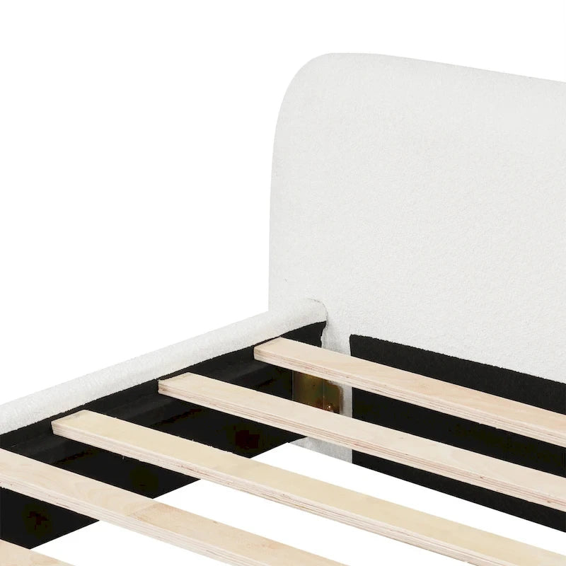 Cadre de lit rembourré pleine grandeur, lit plateforme moderne avec tête de lit à oreilles pour chambre d'amis, sommier non requis