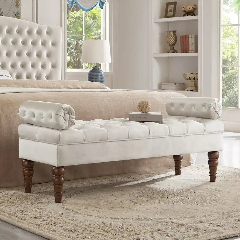 Banc long en velours pour chambre à coucher, banc de fenêtre capitonné, banc d'entrée, banc traversin pour salon