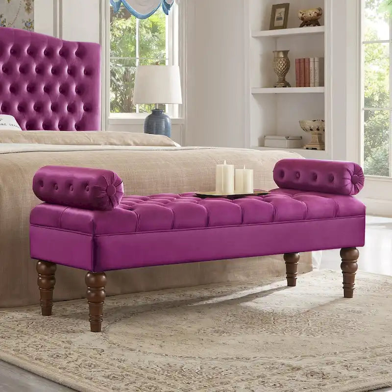 Banc long en velours pour chambre à coucher, banc de fenêtre capitonné, banc d'entrée, banc traversin pour salon