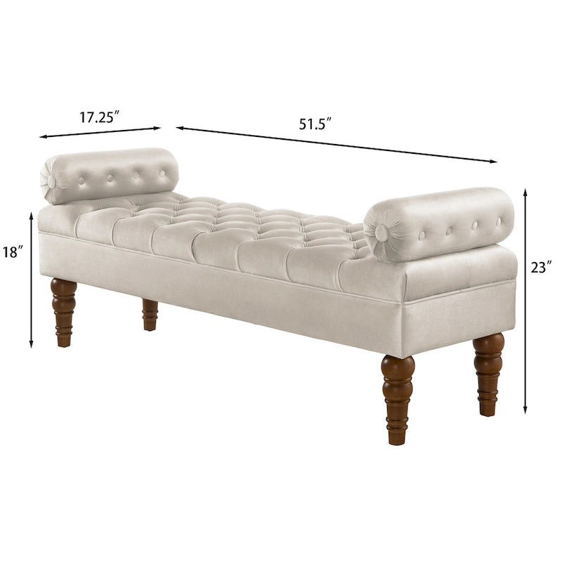 Banc long en velours pour chambre à coucher, banc de fenêtre capitonné, banc d'entrée, banc traversin pour salon