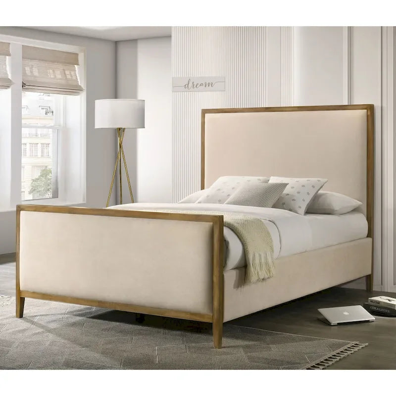 Furniture of America Jennie Modern Natural Oak Wood Platform Bed