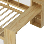 Lit d'angle en bois avec rangement, méridienne multifonctionnelle en forme de L avec bureau